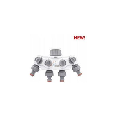 Collettore a 4 vie GW 1"-3/4" solido con valvole di linea bianche (1/3)
