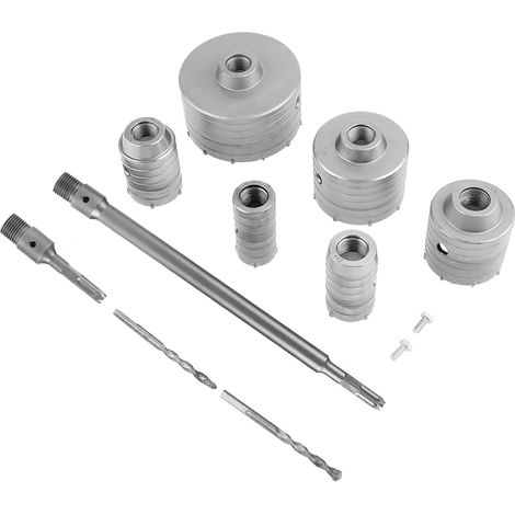 10-teiliges TCT-Kernbohrer-Set mit 4-Loch-Vierkantverlängerung und Wolfram-Steinbohrern (1/5)