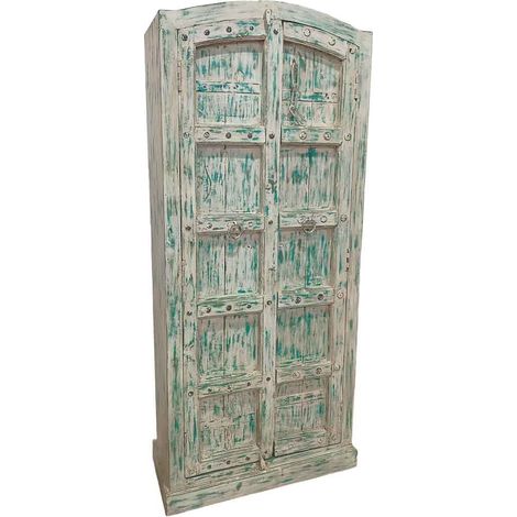 Armario de madera artesanal azul  93x42x207h (1/4)