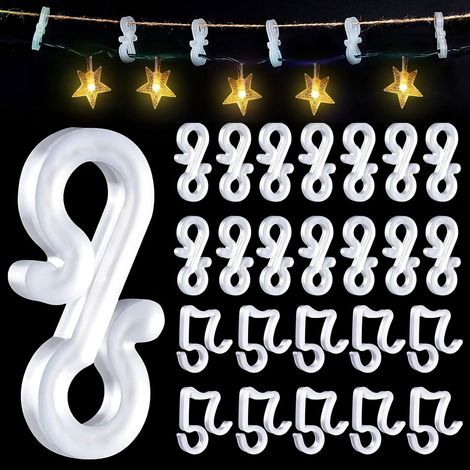 100 Stück Weihnachtslichterhaken, Dachrinnenhaken, robuste Lichterclips, Weihnachtslichterhaken und -clips für den Außenbereich zur Befestigung von Weihnachtsbeleuchtung (1/5)