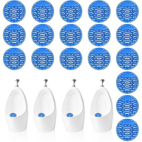 18er-Packung duftende Urinalfilter – Universeller Urinaleinsatz mit Spritzschutz – Geruchsschutz – Für Toiletten – Blau (1/5)