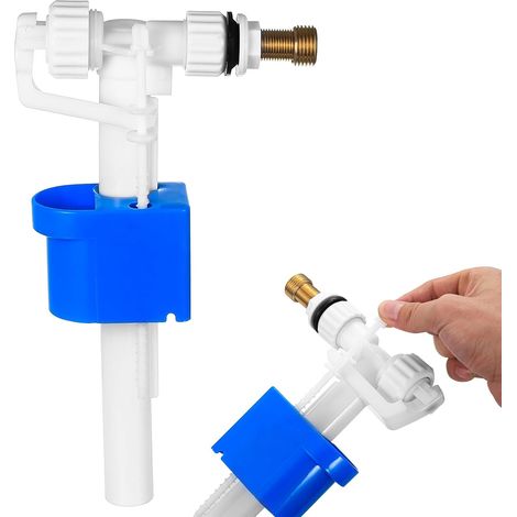 1 Pièce Robinet de Remplissage WC en Laiton, Bleu Robinet flotteur universel, raccords G3/8 et G1/2, pour réservoir de chasse d'eau, couleur bleu. (1/5)