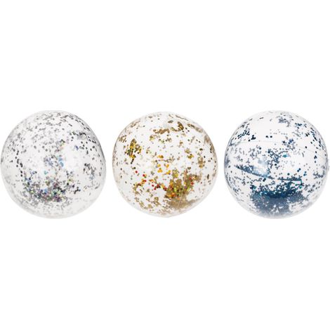 3er Set Wasserbälle mit Glitter 35cm Strandball Ball für Strand Pool Badespaß