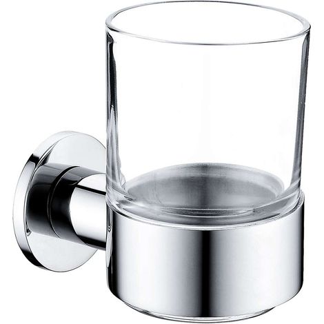 Novaservis Ferro Smile - Bote de cepillo de dientes y pasta dentífrica con soporte, cristal/acero inoxidable pulido ASM03 (1/2)
