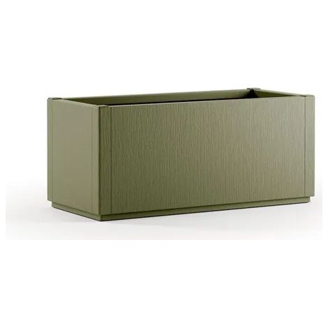 Fioriera vaso arredo casa giardino terrazzo rettangolare componibile modulare in plastica verde oliva H35x80x36 cm