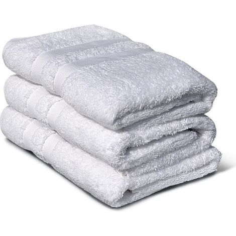 Asciugamani da bagno LOVELY HOME set di 3 50 x 100 cm bianco 100% cotone 500 g/m² (1/3)
