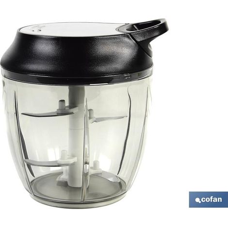 COFAN picadora manual, tapa y accesorio batidor 900 ml , Picadora manual para todo tipo de frutas y verduras. Fabricada en ABS, polipropileno y acero inox. Resultados instantaneos (1/5)