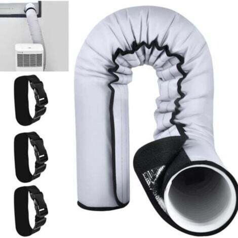 Insulating cover for 5" and 5.9" diameter portable air conditioner duct, easy to install, with 3 adjustable buckle straps.