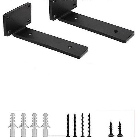 Supports d'étagère flottante robustes, quincaillerie pour étagères dissimulée, équerres en fonte, supports d'étagère murale en métal noir rustique de style industriel (1/5)