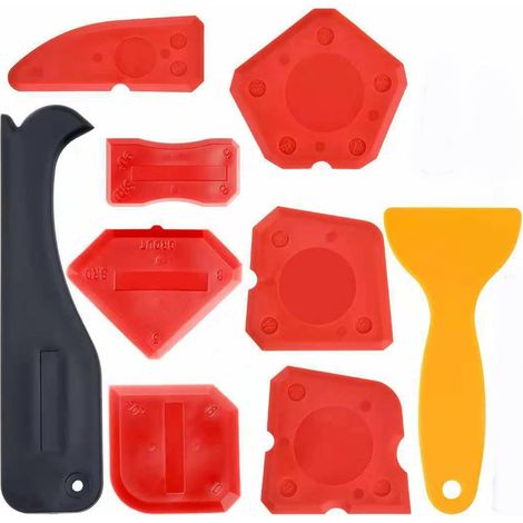 Kit de 9 pièces pour joints en silicone  Grattoir à joints en silicone  Grattoir à joints pour carrelage  Outil de jointage idéal