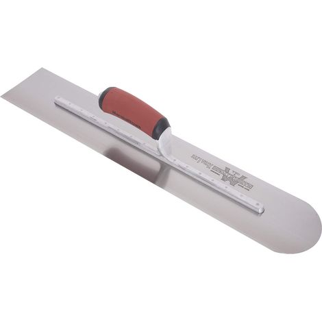 Frattazzo lisciante Marshalltown con frontale tondo, manico curvo DuraSoft, in acciaio al carbonio, molto adatto per terreno e calcestruzzo, dimensioni del frattazzo: 610x102 mm