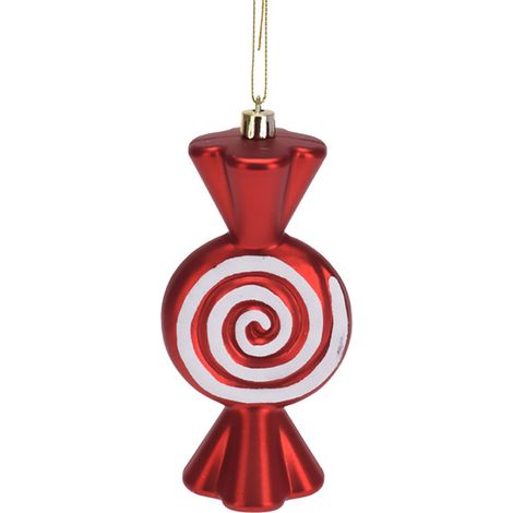 Pendenti "Caramella tonda" rosso e bianco, motivo a chiocciola, da 17 cm, set da 3 pezzi (1/2)