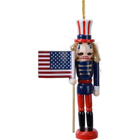 SOLDATINO SCHIACCIANOCI APPENDIBILE CON BANDIERA AMERICANA H12,5CM BLU/ROSSO
