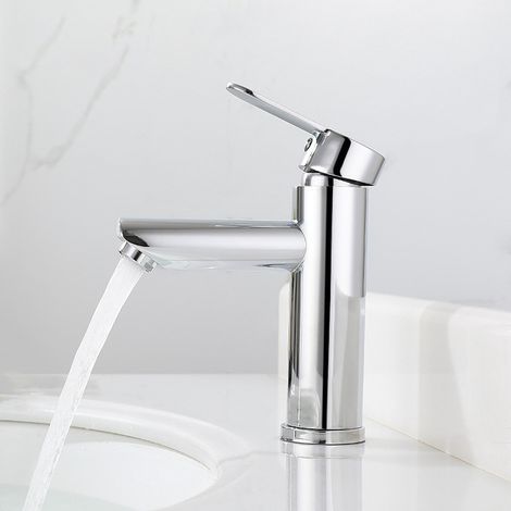 Robinet de lavabo de salle de bain plaqué acier inoxydable (1/4)