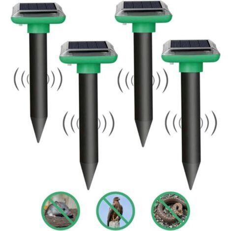 Lot de 4 Répulsif Taupe Ultrason Pigeon, Repulsif Serpent Ultrason, Anti Taupe, Repulsif Souris Ultrason, IP65 Répulsif Souris Solaire, Piege a Taupe, Anti Souris Gopher, piège à Serpent (1/5)