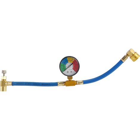 Kit de tuyau de recharge de réfrigérant R134A pour climatisation automobile avec manomètre, kit de mesure de recharge 1/2" pour climatisation avec robinet et manomètre de pression. (1/5)