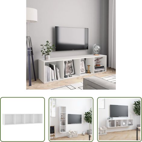 Étagère - Bibliothèque/Meuble TV Blanc 143x30x36 cm (1/5)