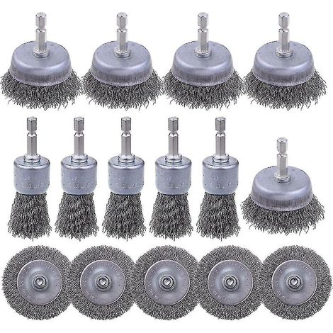 Lot de 15 brosses métalliques, brosses et stylos brosses pour le décapage, le nettoyage et le nettoyage des surfaces. (1/5)