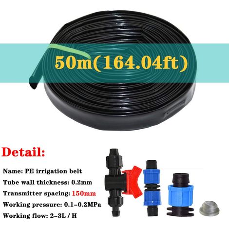 (Espacement 150 mm, longueur 50 m - 5/8 po) Ruban d'irrigation goutte à goutte de 16 mm d'épaisseur et 0,2 mm d'espacement, pour serre, exploitation agricole, tuyau d'arrosage poreux, ruban de réparat (1/5)
