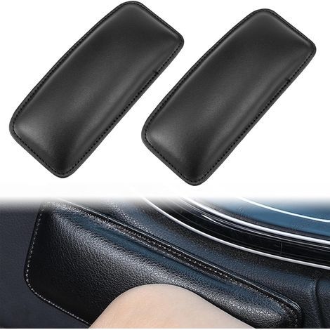 x Selbstklebende Kniepolster für die Türarmlehne, passend für alle Autos, aus Leder, schwarz (1/5)