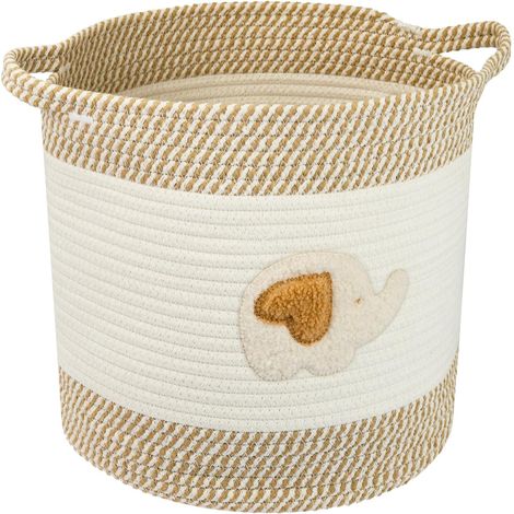 Cesta de almacenamiento  con asas, cesta para habitación infantil, algodón, estampado de elefantes, 30,5 x 30,5 cm