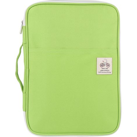 Pochette dossier A4 classeur porte-documents vert clair - Sac à zip ordinateur portable bloc-notes organisateur (1/5)