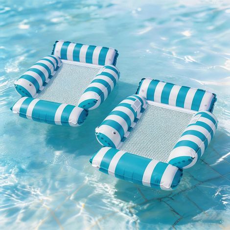 Aufblasbare Poolmatratze für Erwachsene mit Kühlnetz, 110 cm, faltbar und tragbar, gestreift, unverzichtbar für den Strandurlaub (1/5)