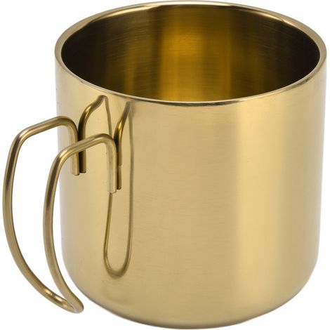Tasse à café en acier inoxydable 400ml, durable et portable avec anse, idéale pour maison, bureau et restaurant, couleur or (sans couvercle) (1/5)