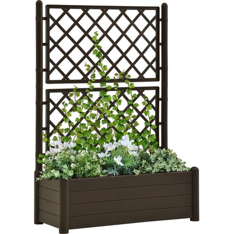 Jardinière avec treillis Jardinière balcon - 100x43x142 cm PP Moka (1/4)