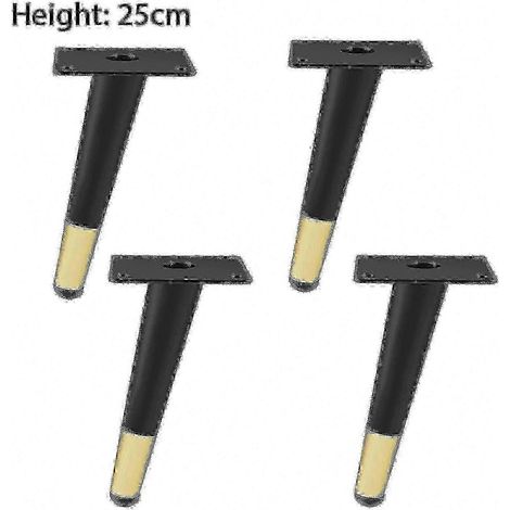 Pieds de table fuselés en métal résistant, adaptés aux tables basses de style européen, noir/doré, 20 cm, lot de 4. (1/5)