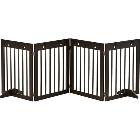 Cancellino di Sicurezza per Cani Pieghevole 204x30x61 cm in Legno di Pino Marrone (1/5)