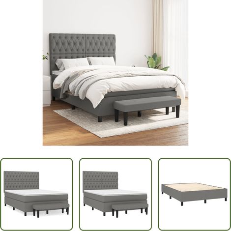 vidaXL Kopfteil - Boxspringbett mit Matratze Dunkelgrau 140x200 cm Stoff (1/5)