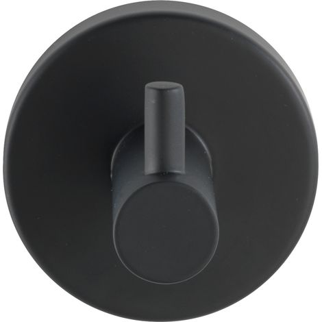 WENKO Wandhaken Uno Bosio Black matt, Edelstahl rostfrei, Schwarz, Edelstahl rostfrei matt