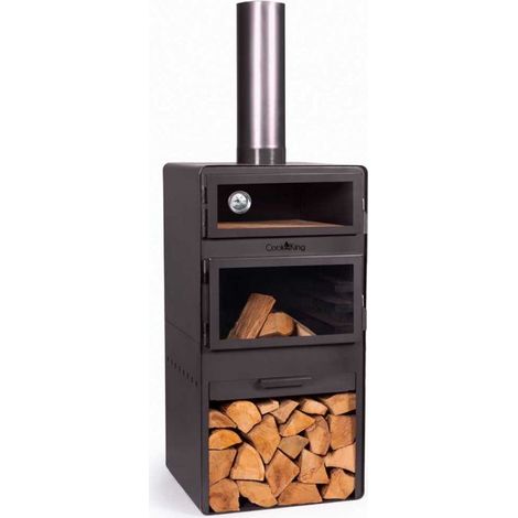 CookKing acier Four de terrasse Vento Plus Four à pizza inclus Noir 50x50x150 cm