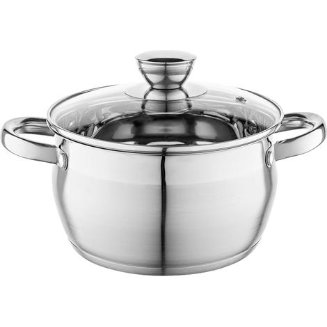 Mijoteuse en acier inoxydable (3,4 l) Diamètre 20 cm I poêle à soupe en acier inoxydable Oliver I poêle à soupe en acier inoxydable avec couvercle en verre I pour poêle à induction, poêle à soupe univ (1/5)
