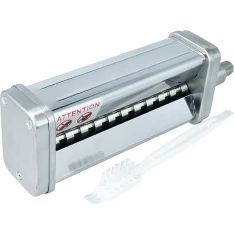 vhbw Accesorios para pasta compatible con KitchenAid robot de cocina - Cortador de fettuccine + cepillo de limpieza, acero inoxidable