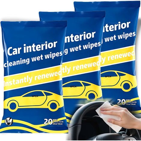 Lingettes d'intérieur de voiture – Sans danger pour le tableau de bord, les sièges, le volant et les détails  Non toxiques, sans danger pour la peau  Nettoyage rapide pour cuir, vinyle et plastique (1/5)