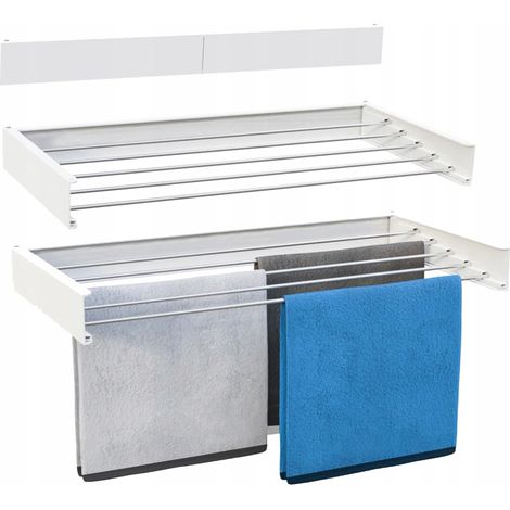 Tendedero de ropa plegable y extensible para montaje en pared, color blanco, 80 cm. (1/5)