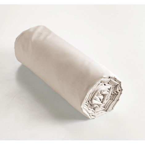 Drap housse 200 x 200 cm coton 57 fils ambre pampa Naturel (1/2)