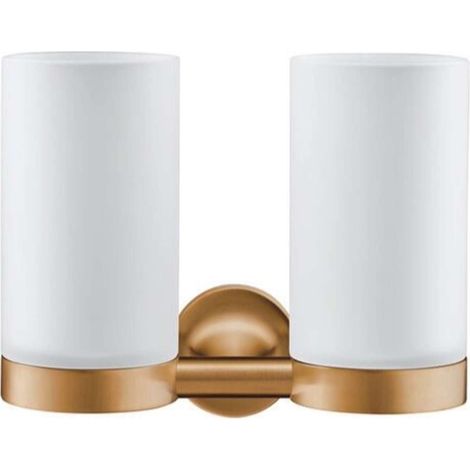 Duravit Starck T - Portaspazzolino e dentifricio doppio, vetro opaco/color bronzo spazzolato 0099480400 (1/2)