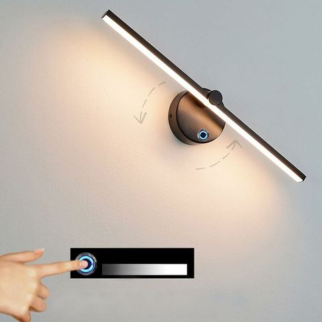 Chevet Applique Murale Avec Interrupteur Lampe Murale LED Interieur Luminosité Dimmable Lampe Miroir Salle de Bain 40cm Chambre Liseuse Moderne Rotative Lampe de Lecture Salon Couloir Escalier thsinde (1/5)