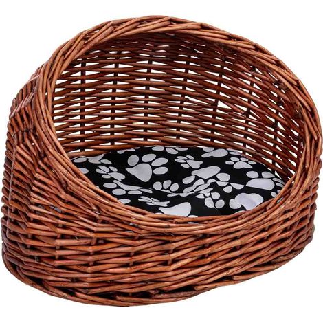 Cama de mascota de mimbre marrón 40x30x30h cm
