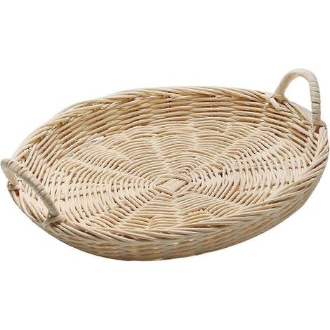 Handgewebtes Serviertablett aus Rattan für Süßigkeiten, Frühstück, Gemüse (1/5)