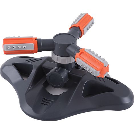 Aspersor de jardín, automático, giratorio 360°, ajustable, sistema de riego de césped ABS de 3 brazos para plantas, huertos y juegos infantiles.