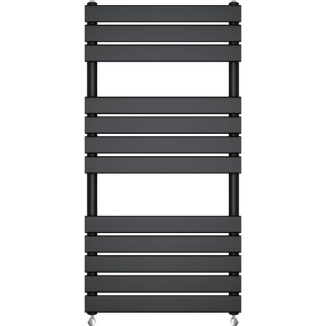 Bathroom Flat Panel Heated Towel Rail Radiator Central Heating 1200x600mm Black (1/3)