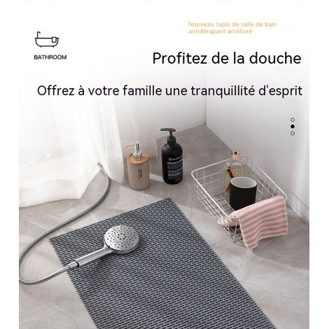 Grand tapis antidérapant PVC gris 60x90 cm, motif sobre, surface en relief, résiste à l’eau et aux taches, parfait pour salon et cuisine (1/3)