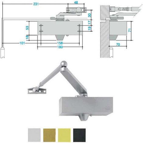 Fermeture de porte aérodynamique 500 Argent Me0502 Mab