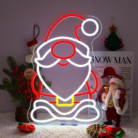 Gnome de Noël - Panneau néon - Père Noël - Lumière néon - Décoration murale - Panneau LED pour fête, Nouvel An, festival - Décoration de vacances pour la famille (1/5)