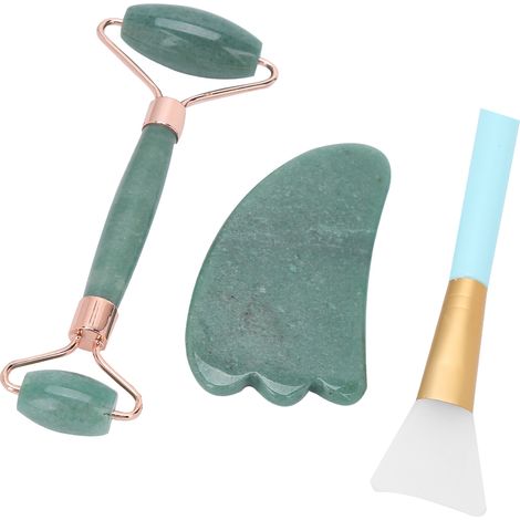 Rouleau de Jade Double Face pour Massage du Visage et du Corps - Gua Sha, Brosse Nettoyante et Outils de Sculpture (1/5)