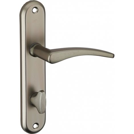 Thirard – Ensemble de poignées de porte Vesta à condamnation – Carré 7mm – Entr'axes 165mm – Aluminium nickelé satiné pour salle de bain/toilette (1/3)